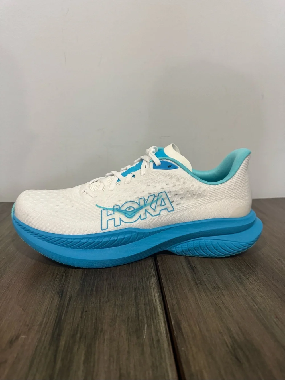 Hoka Women's White & Turquoise Athletic Running Shoe